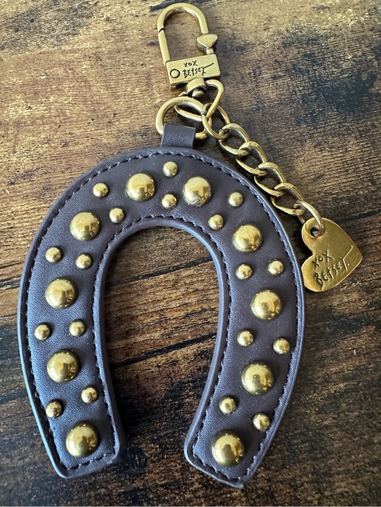 Betsey Johnson Accessories - Betsey Johnson Brown Horseshoe Keychain Bag Charm Gold Studs & Charm NWOT